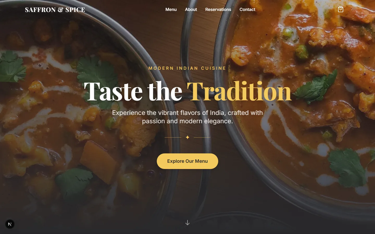 Saffron & Spice - modern Indian restaurant with online ordering by ProperSites